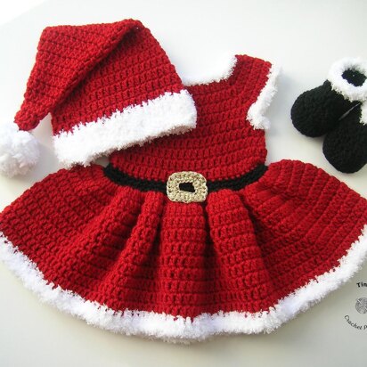 Mrs Santa Hat, Dress and Booties Outfit