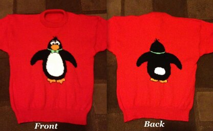 Cute Christmas Penguin Front & Back Jumper