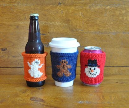 Coffee Cozies  Ghost-Gingerbread-Snowman Set