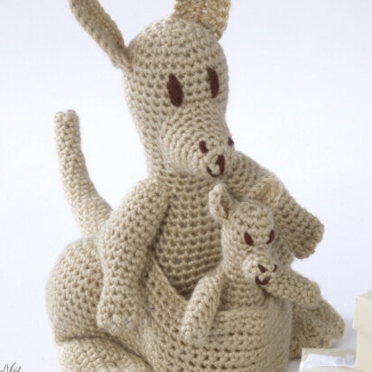 Mama Kangaroo & Joey Toy in Caron Simply Soft - Downloadable PDF