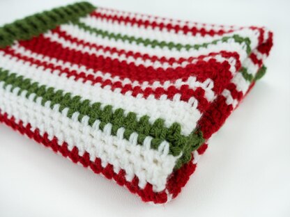 Holly Jolly Moss Stitch Crochet Blanket