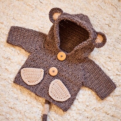 Monkey Hooded Cardigan