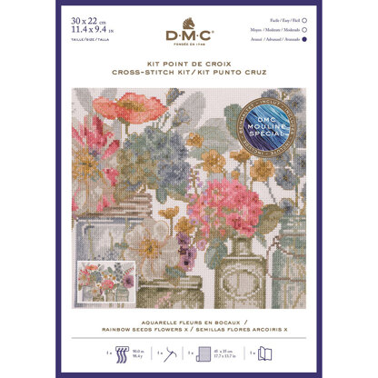 DMC Rainbow Seeds Flowers X Cross Stitch Kit - 22cm x 30cm 