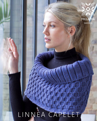 "Linnea Capelet" - Cape Knitting Pattern For Women in MillaMia Naturally Soft Aran