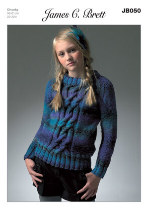 Girl's Cardigan in James C. Brett Marble Chunky - JB050