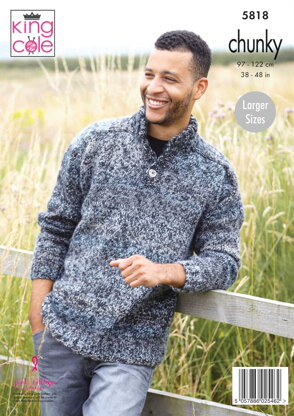 Mens Sweaters Knitted in King Cole Autumn Chunky - 5818 - Downloadable PDF