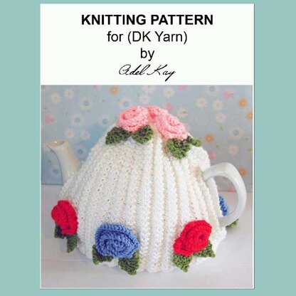 Ann Vintage Roses Style Tea Pot Cosy Cozy DK Yarn Knitting Pattern by Adel Kay