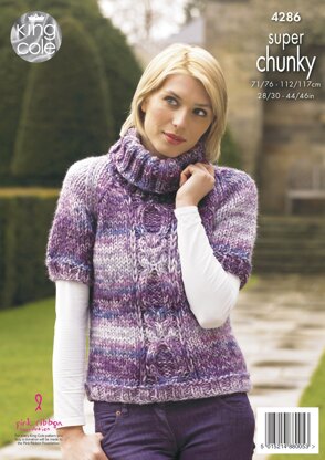 Round & Polo Neck Sweater in King Cole Super Chunky - 4286 - Downloadable PDF