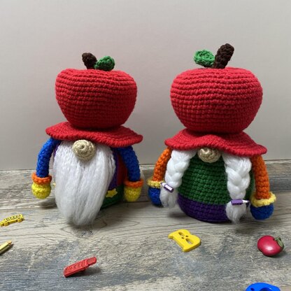 Apple Hat Back to School Gnome Amigurumi