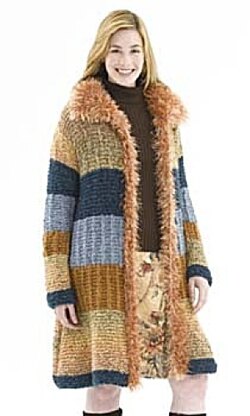 Plush Patchwork Coat in Lion Brand Homespun and Fun Fur - 40010-2