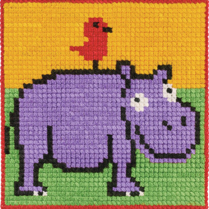 Permin Hippo Cross Stitch Kit - 25x25cm