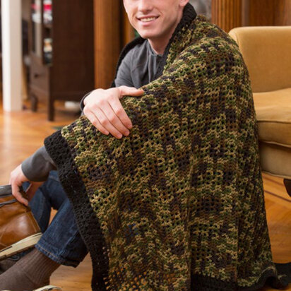 Man Cave Throw in Red Heart Super Saver Economy Solids and Prints - LW4895 - Downloadable PDF