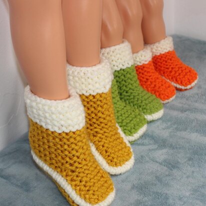 Childrens 2 Colour Super Chunky Slipper Boots - knitting pattern