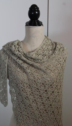 Triangular Lace Shawl with Scalloped Edging