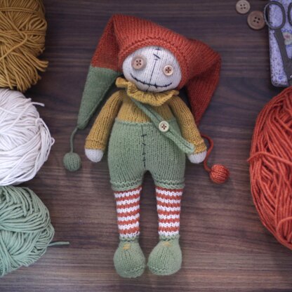 Peter Halloween clown doll knitting pattern