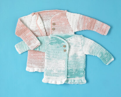 For the Frill of it Cardigan - Free Crochet Pattern For Babies in Paintbox Yarns Baby DK Prints by Paintbox Yarns