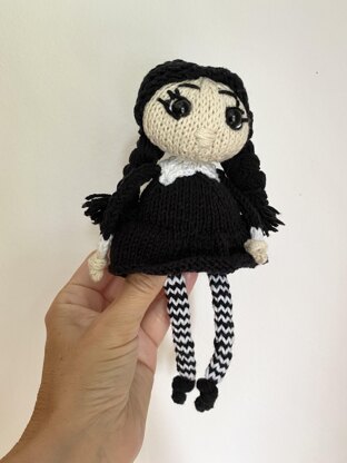 Mini doll Wednesday Addams, amigurumi doll Wednesday