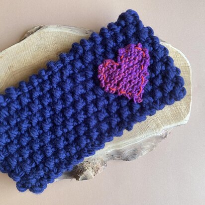 Moss Stitch Headband with Heart