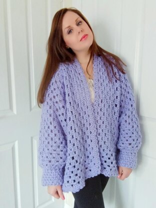 Crochet Lavender Hexagon Cardigan Pattern