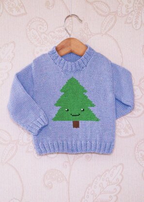 Intarsia - Simple Christmas Tree Chart - Childrens Sweater