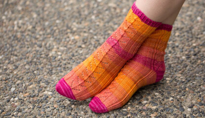 Hele Rib and Lace Gradient Socks in SweetGeorgia Party of Five Gradient Mini-Skein Set - Downloadable PDF