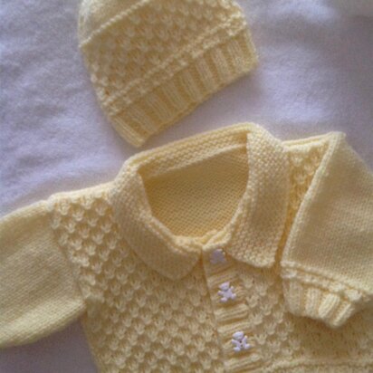 Lemon Cardigan and Beanie hat set