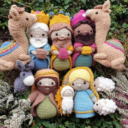 Nativity Scene Mary Joseph Jesus Donkey Sheep Melchior Balthasar Gaspar Camel Krippe Manger amigurumi three Magi