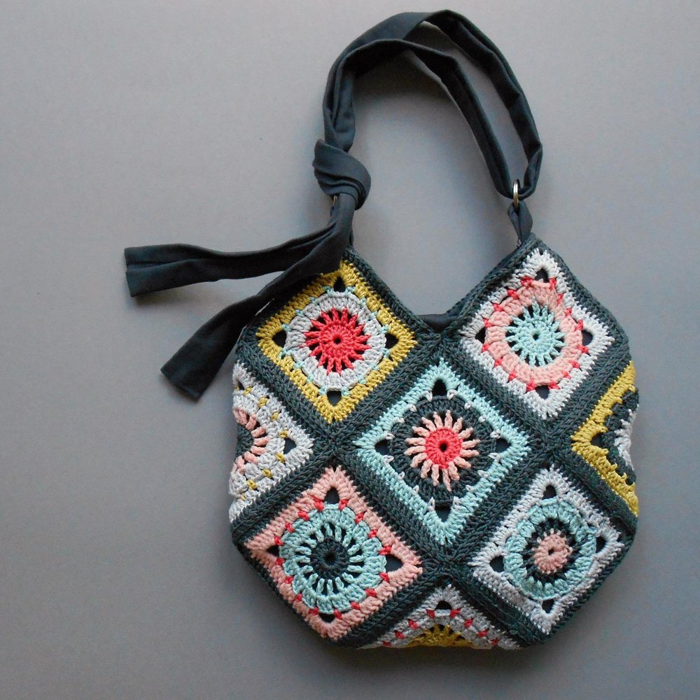 Granny Square Bag Crochet Afghan Bag Crochet Patchwork Bag 