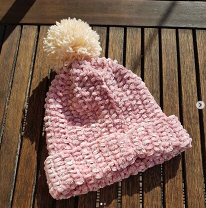 rectangle gatherd crochet chunky hat