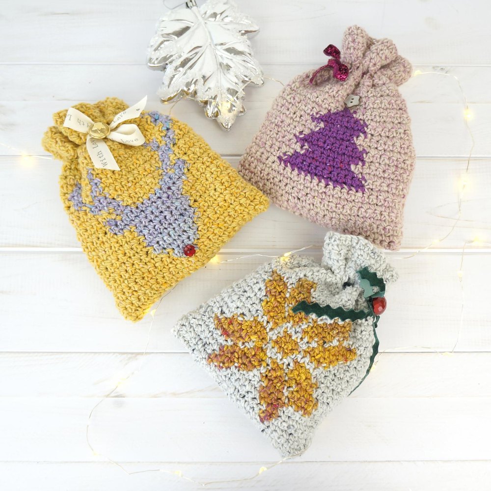 Crochet christmas gift bags sale