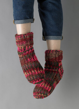 Chunky Cosy Socks - Free Knitting Pattern for Women in Paintbox Yarns Chunky Potts by Paintbox Yarns