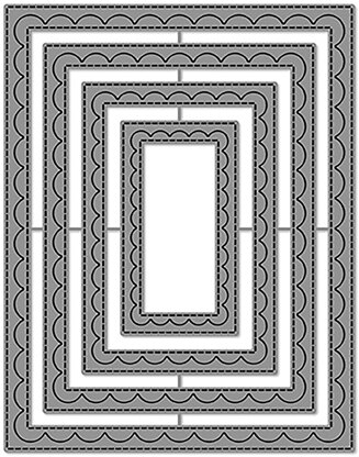 Lawn Fawn Lawn Cuts Custom Craft Stackables Dies - Outside In Stitched Scalloped Rectangle