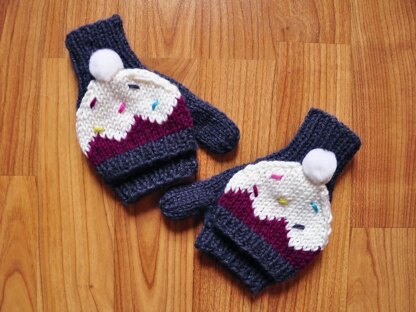 Sweeter Than a Cupcake Hat and Fingerless Mitten Set in Girls and Adult Sizes