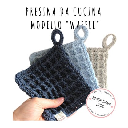 Presina da cucina modello waffle uncinetto