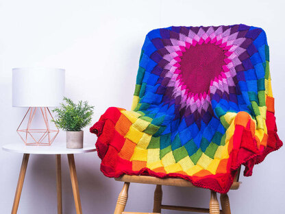 Rainbow Mandala Entrelac Blanket in Deramores Studio - Downloadable PDF