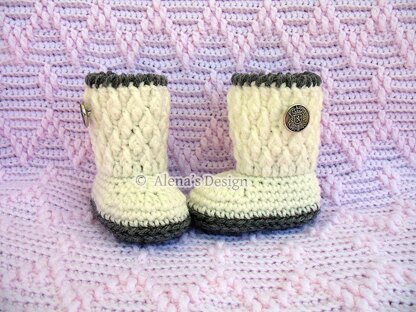 Silver Button Baby Booties