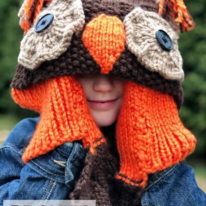 Hooded Owl Scarf and Blanket