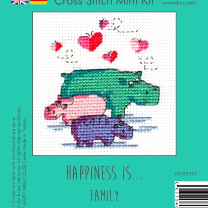 DMC Happiness is…Family Mini Cross Stitch Kit - 7.5cm x 7.5cm