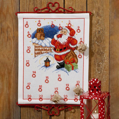 Permin Elf & Owl Advent Calendar Cross Stitch Kit - 58cm x 41cm