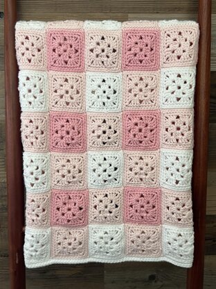 Gingham Granny Square Baby Blanket