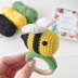 Bee crochet pattern baby rattle toy Amigurumi pattern teether ring
