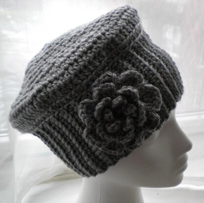 Cloche Hat with Flower- Crochet