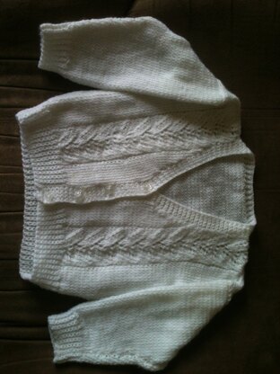 Baby Cardigan in Sirdar Snuggly 4ply White
