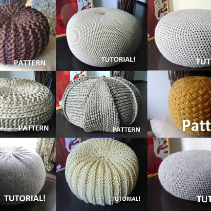 9 Knitted & Crochet Pouf Floor cushion Patterns Crochet Pattern Knit Pattern Pouf Ottoman Pattern