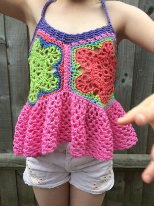 Colourful child's crochet top