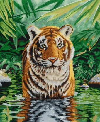 DMC Tiger Pool 14 Count Cross Stitch Kit - 31.cm x 22.9cm