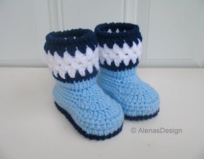 Crochet Blue Toddler Booties