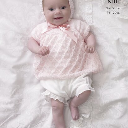 Angel Top, Cardigan, Bonnet & Blanket in King Cole DK - 4689 - Downloadable PDF