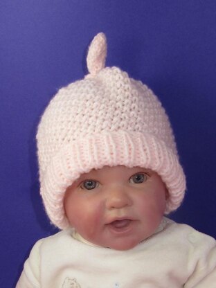 Baby Moss Stitch Topknot Beanie Hat