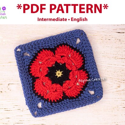 Poppy Flower Granny Square